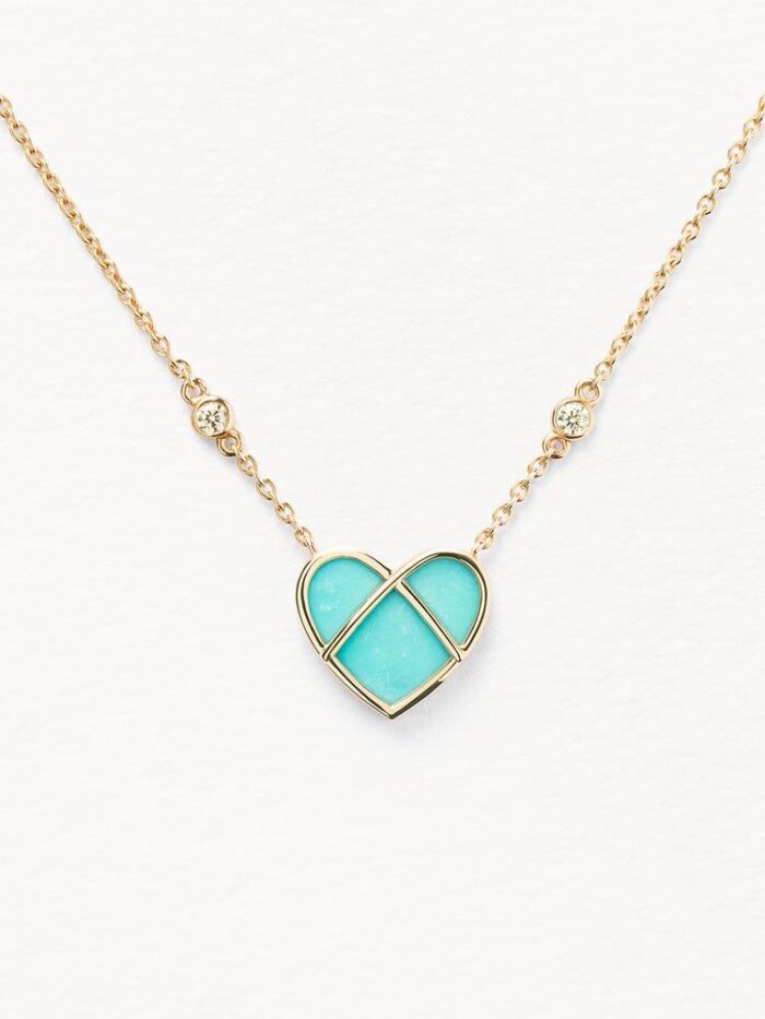 Collier Poiray L'attrape-cœur Or Jaune & Turquoise Petit Modèle