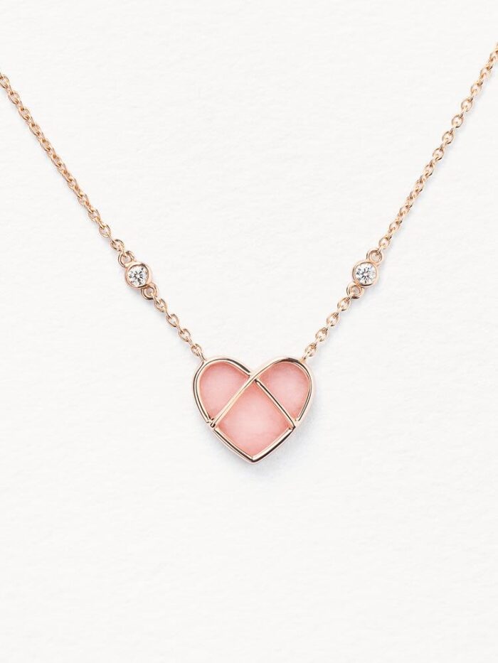 Collier Poiray L'attrape-cœur Or Rose & Opale Rose Petit Modèle