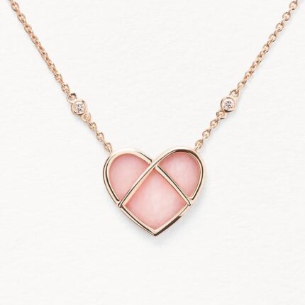 Collier Poiray L'attrape-cœur Or Rose & Opale Rose Moyen Modèle