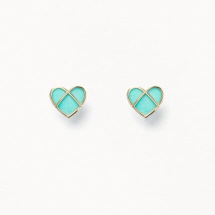Puces d'oreilles Poiray L'attrape-cœur Or Jaune & Turquoise