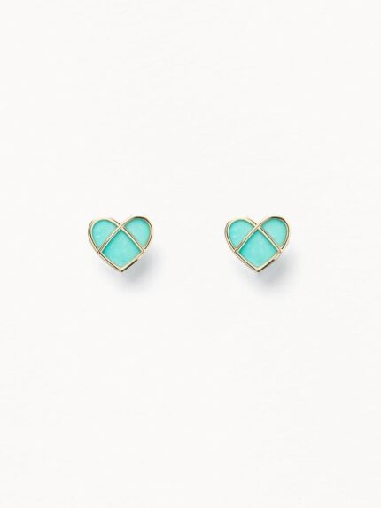 Puces d'oreilles Poiray L'attrape-cœur Or Jaune & Turquoise