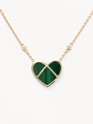 Collier Poiray L'attrape-cœur Moyen Modèle Malachite Or Jaune