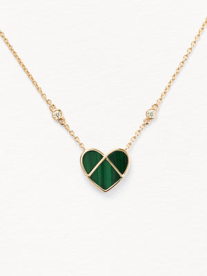 Collier Poiray L'attrape-cœur Petit Modèle Malachite Or Jaune