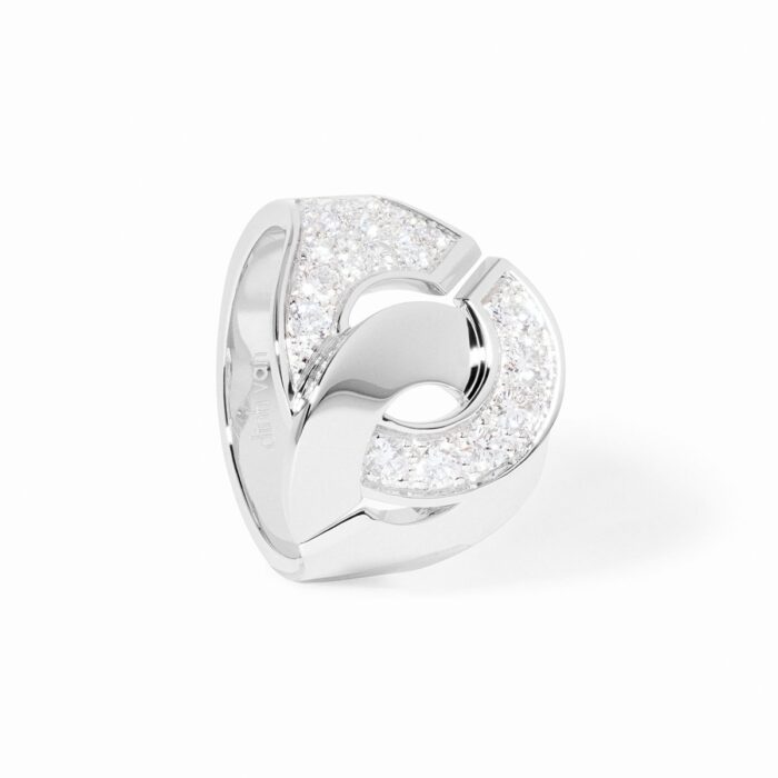 Bague Dinh Van Menottes Grand Modèle Diamants Or Blanc
