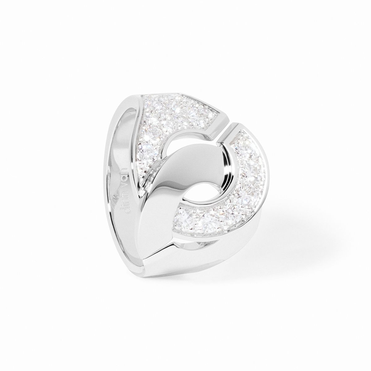 Bague Dinh Van Menottes Grand Modèle Diamants Or Blanc
