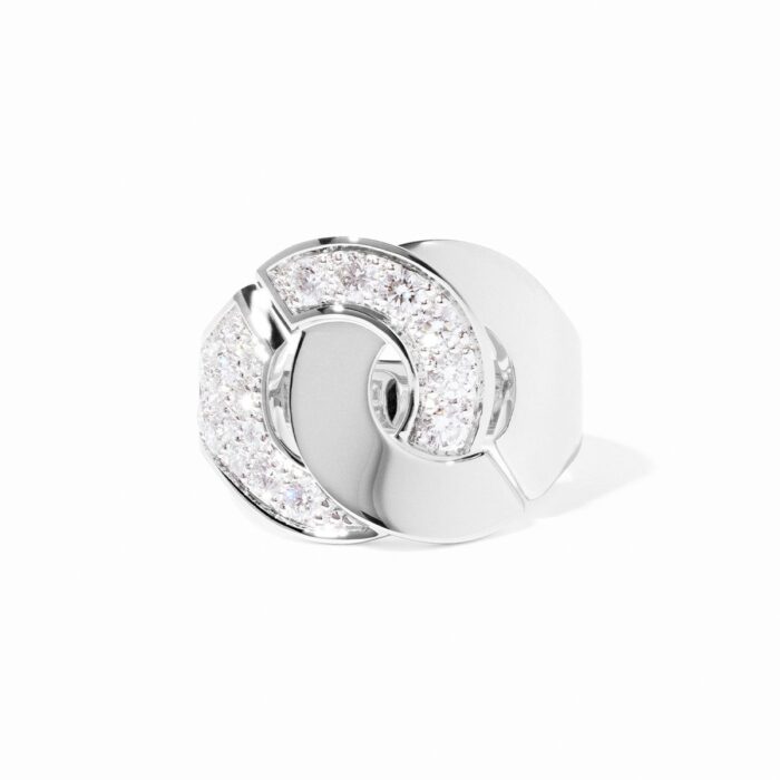Bague Dinh Van Menottes Grand Modèle Diamants Or Blanc