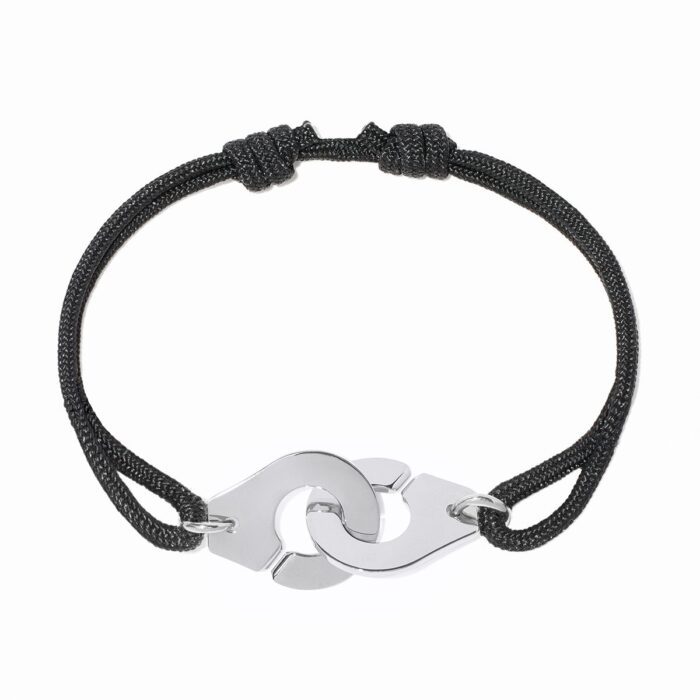 Bracelet Dinh Van Menottes sur Cordon Grand Modèle Platine