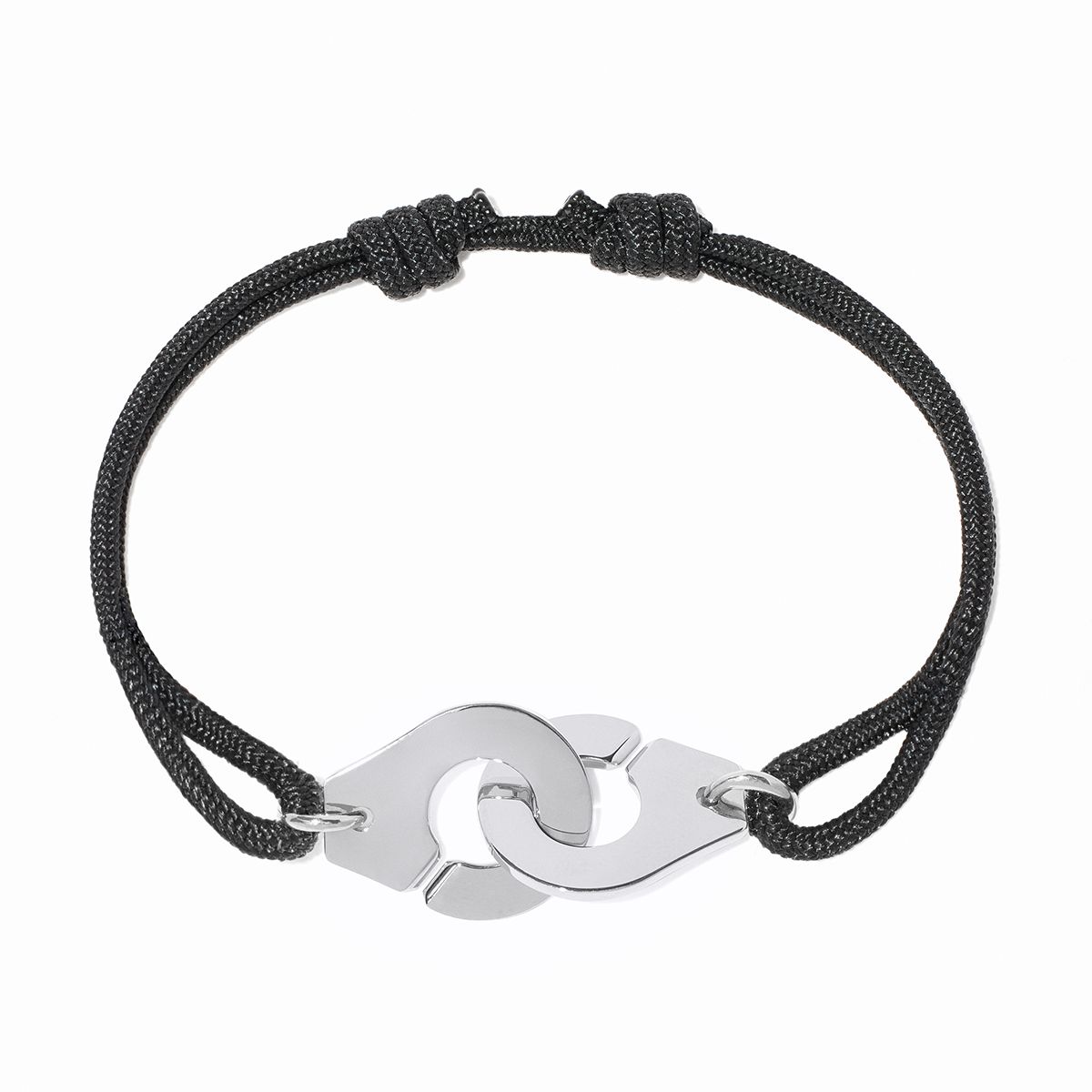 Bracelet Dinh Van Menottes sur Cordon Grand Modèle Platine