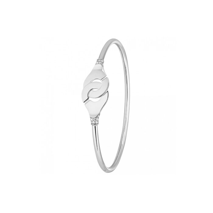 Bracelet Menottes Dinh Van R12 Or Blanc Sertis De Diamants