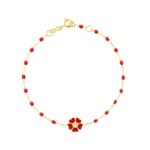 Bracelet corail Fleur, diamant, or jaune, 17 cm