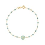 Bracelet corail Fleur, diamant, or jaune, 17 cm