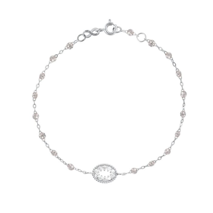 Bracelet sparkle Oeil de Pirate, diamants, or blanc, 17 cm