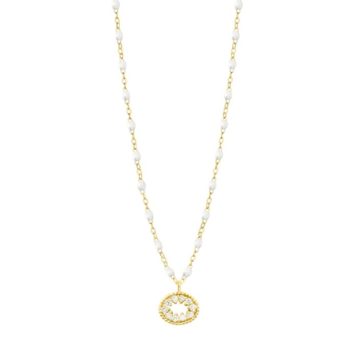 Collier blanc Oeil de Pirate, diamants, or jaune, 42 cm