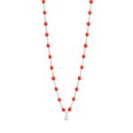 Collier corail Gigi Suprême, or blanc, 1 diamant, 42 cm