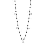 Collier quartz Gigi Suprême, or blanc, 5 diamants, 45 cm