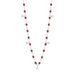 Collier rouge Gigi Suprême, or blanc, 5 diamants, 45 cm