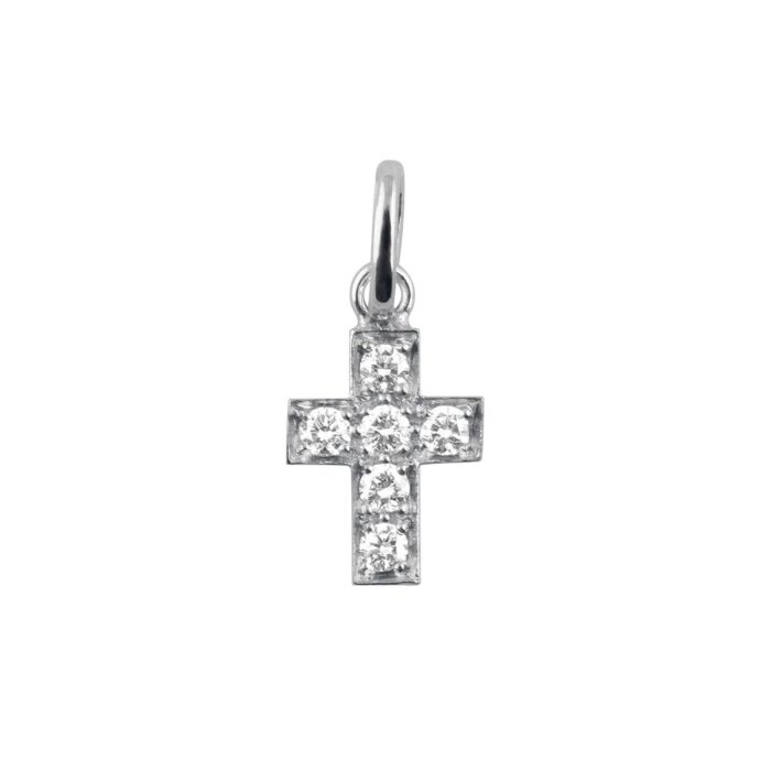 Pendentif Croix diamants, or blanc