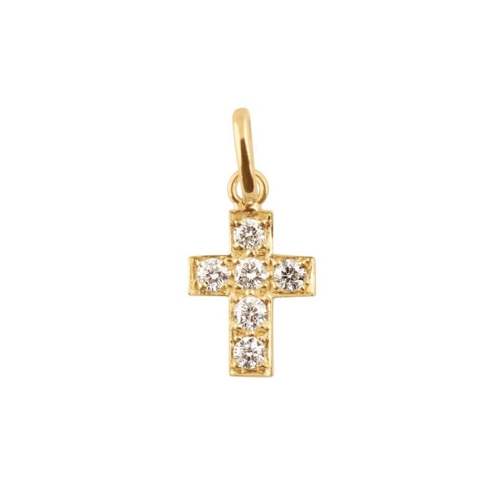 Pendentif Croix diamants, or jaune