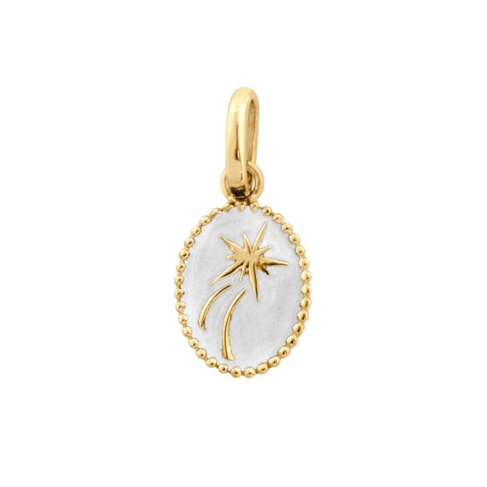 Pendentif Etoile Espoir résine corail, or jaune