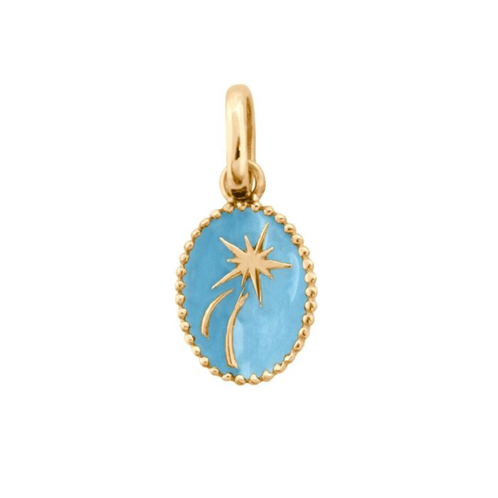 Pendentif Etoile Espoir résine corail, or jaune