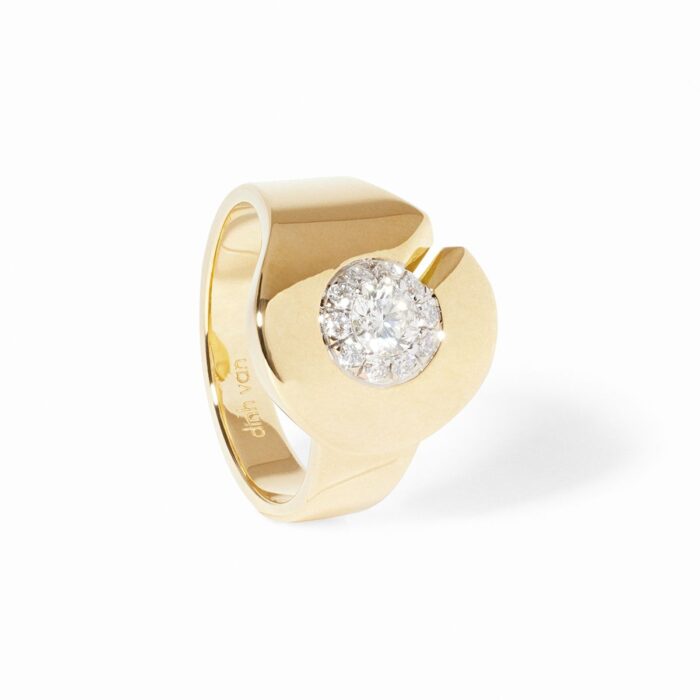 Bague Dinh Van Menottes Grand Modèle Diamants Or Jaune