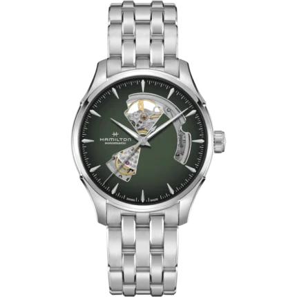 Hamilton Jazzmaster Open Heart Auto Watch Green Dial Steel Bracelet