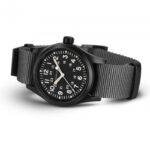 Montre Hamilton Khaki Field Mechanical Cadran Noir Bracelet Nato Gris