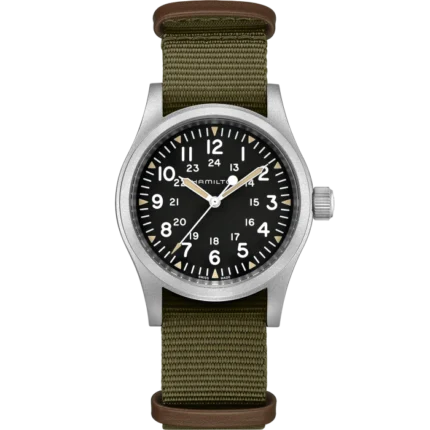 Montre Hamilton Khaki Field Mechanical Cadran Noir Bracelet Nato Vert