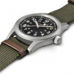 Montre Hamilton Khaki Field Mechanical Cadran Noir Bracelet Nato Vert