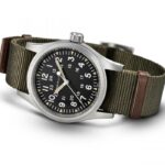 Montre Hamilton Khaki Field Mechanical Cadran Noir Bracelet Nato Vert