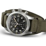 Montre Hamilton Khaki Field Auto Chrono Cadran Noir Bracelet Cuir 44MM