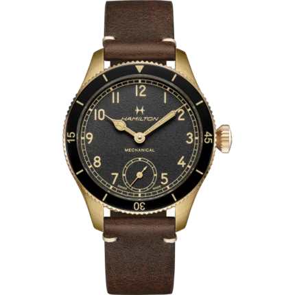 Hamilton Khaki Aviation Pilot Pioneer Bronze Watch Black Dial Leather Bracelet