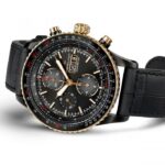 Montre Hamilton Khaki Aviation Converter Auto Chrono lunette dorée et bracelet cuir noir 44mm