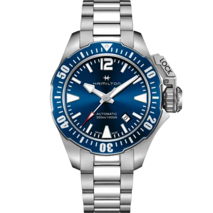 Montre Hamilton Khaki Navy Frogman Automatique 42 mm Bleu bracelet Acier