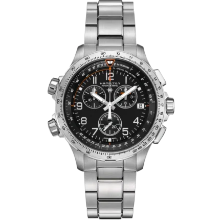 Montre Hamilton Khaki Aviation X-WIND GMT 46 mm Chronoraphe Quartz bracelet acier