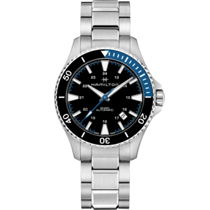 Hamilton Khaki Navy Scuba Automatic Blue Watch Black Dial Steel Bracelet