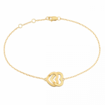 Bracelet sur chaîne Double Cœurs R10 or jaune