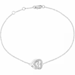 Bracelet sur chaîne Double Cœurs R10 or blanc et diamants