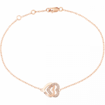 Bracelet sur chaîne Double Cœurs R10 or rose et diamants