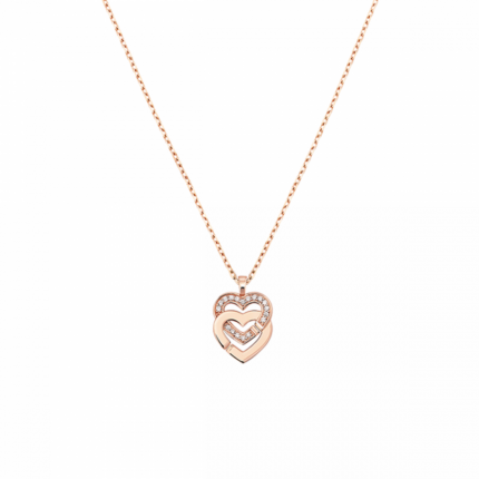 Double Hearts R10 rose gold and diamonds pendant on chain