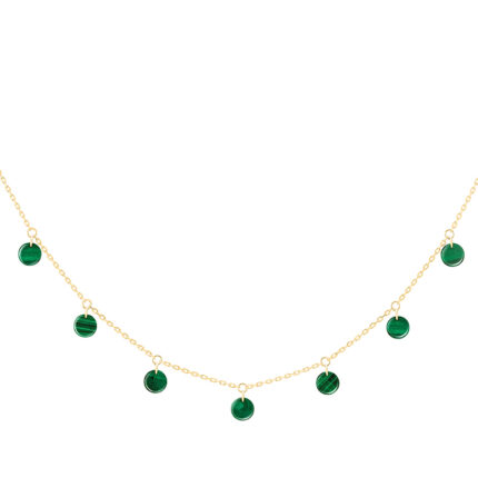 Collier La Brune & La Blonde Polka 11 Malachite Or Jaune