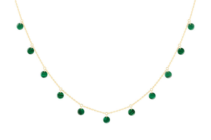 Collier La Brune & La Blonde Polka 11 Malachite Or Jaune