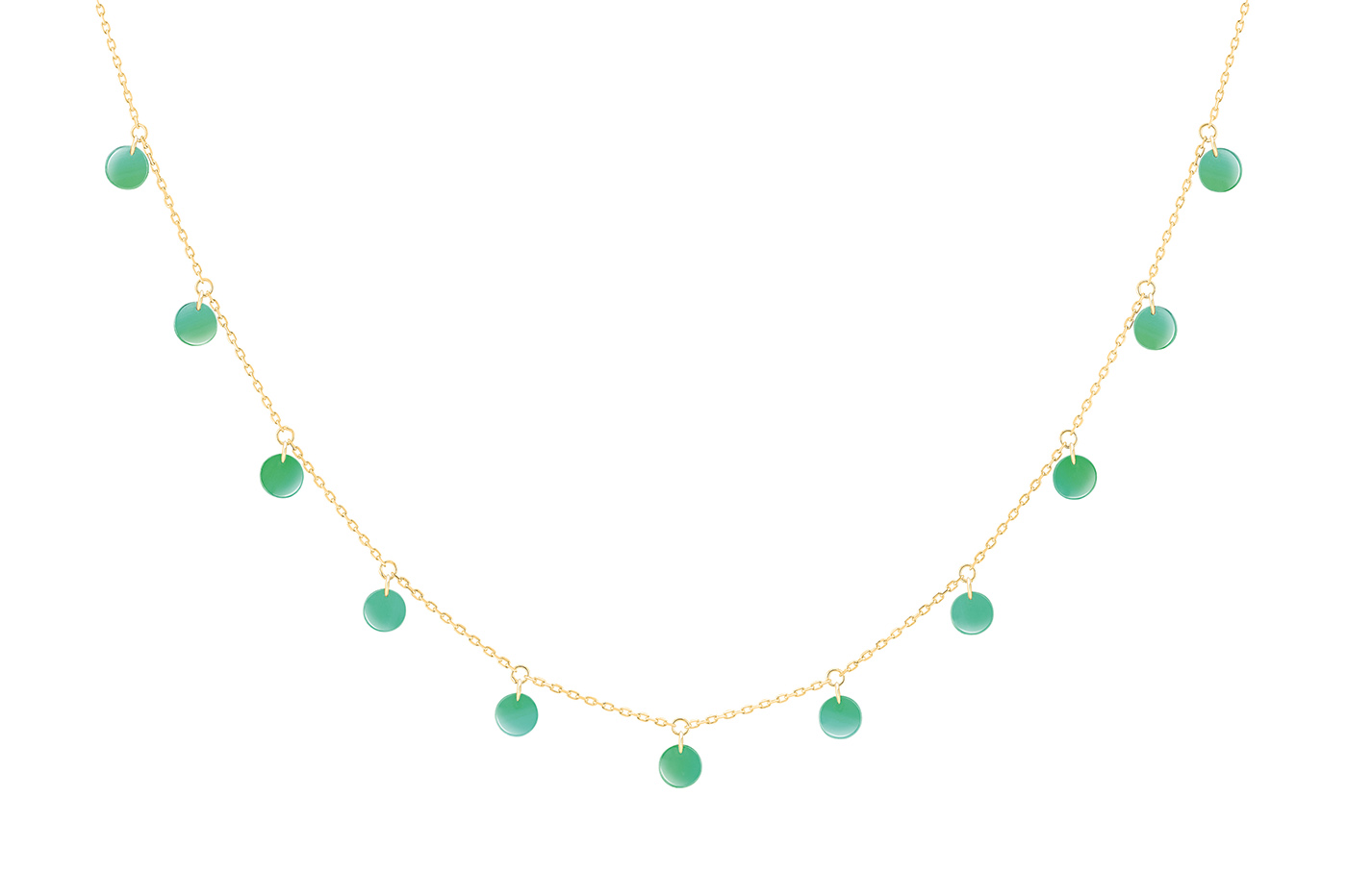 Necklace La Brune &amp; La Blonde Polka 11 Green Onyx Yellow Gold