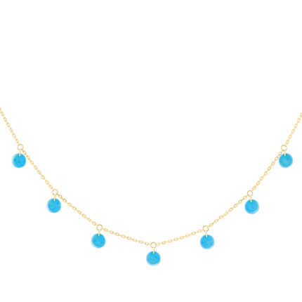 Collier La Brune & La Blonde Polka 11 Turquoise Or Jaune