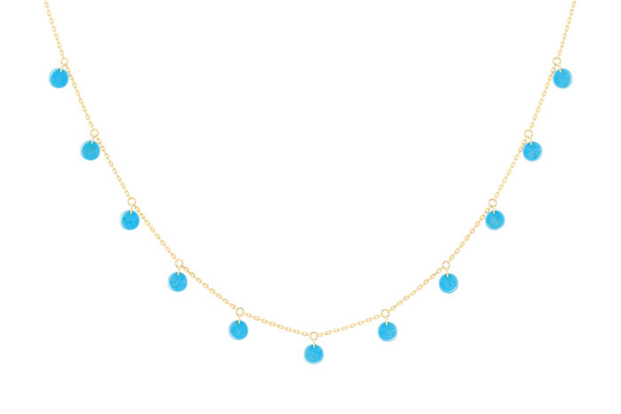 Collier La Brune & La Blonde Polka 11 Turquoise Or Jaune