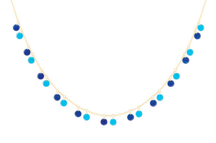 Necklace La Brune &amp; La Blonde 22 Lapis-Lazuli &amp; Turquoise Yellow Gold