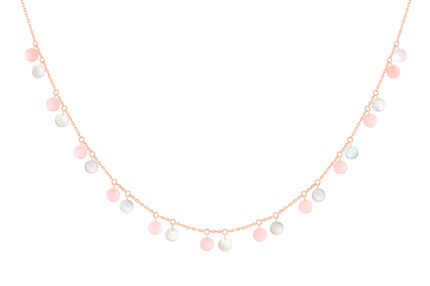 Collier La Brune & La Blonde 22 Opale Rose & Nacre Blanche Or Rose