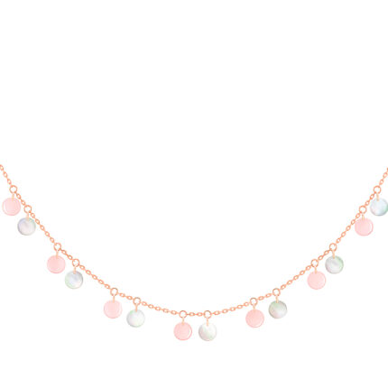 Collier La Brune & La Blonde 22 Opale Rose & Nacre Blanche Or Rose