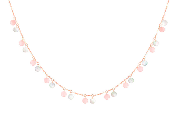 Collier La Brune & La Blonde 22 Opale Rose & Nacre Blanche Or Rose