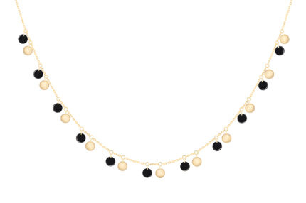 Collier La Brune & La Blonde 22 Onyx & Pyrite Or Jaune